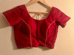 Blouse or Choli Maroon Golden Yellow piped edges